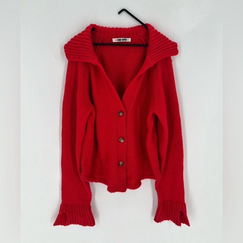 Ciao Lucia Bireno Wool Blend Knit Semi Cropped Cardigan